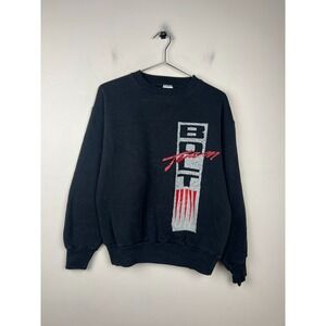 Vintage Lightning Bolt Team Sweatshirt Black Made in USA Mens Medium Surf 90s